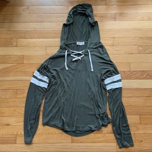 Pink Rose Green Football Sleeve Hoodie